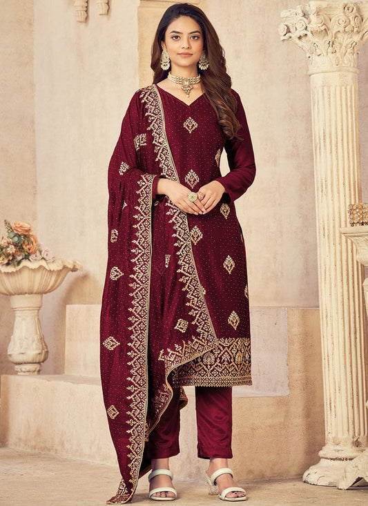 TRADITIONAL REGAL MAROON: BRIDAL SALWAR SUIT FOR WEDDING WEAR-ETHNIC WEAR FOR WOMEN