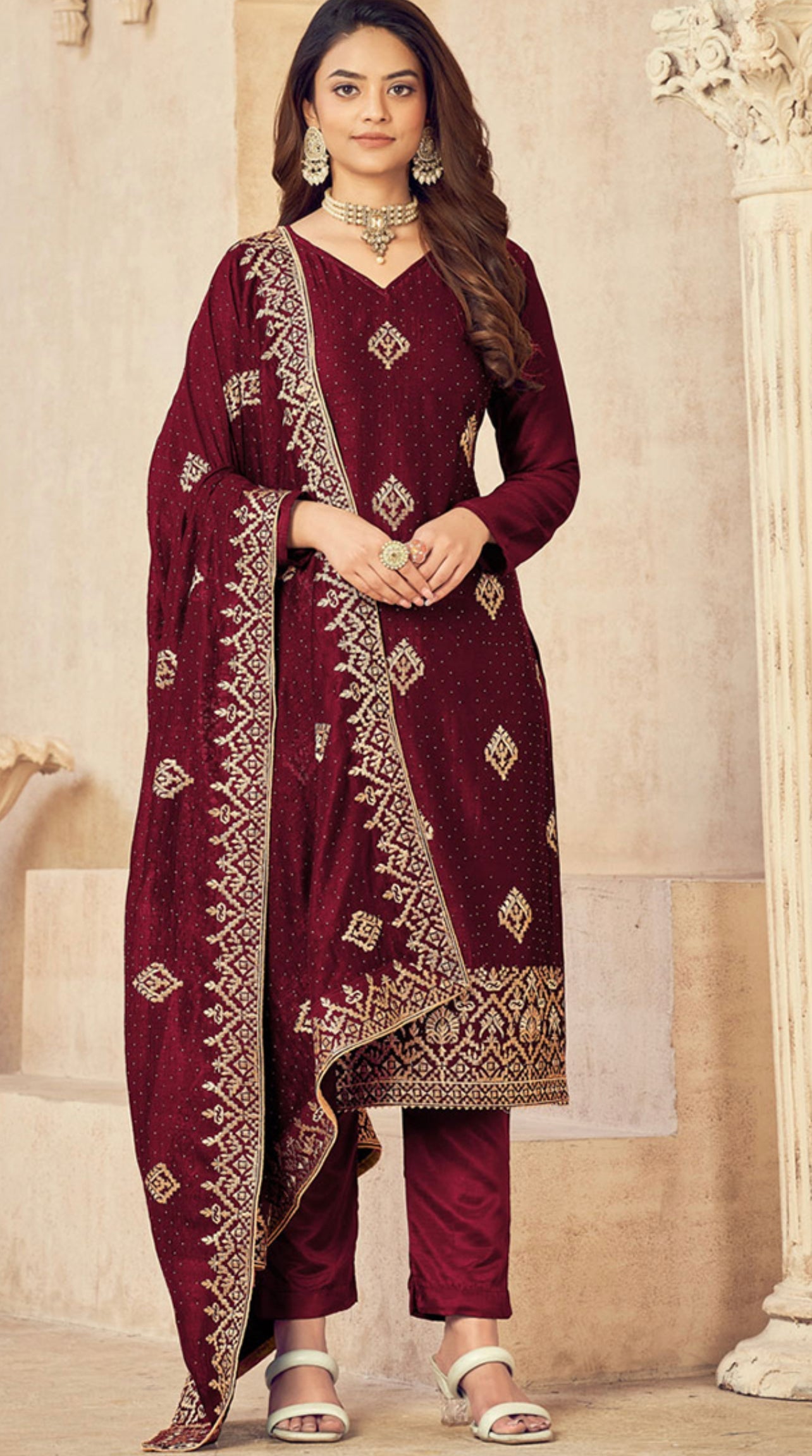 TRADITIONAL REGAL MAROON: BRIDAL SALWAR SUIT FOR WEDDING WEAR-ETHNIC WEAR FOR WOMEN
