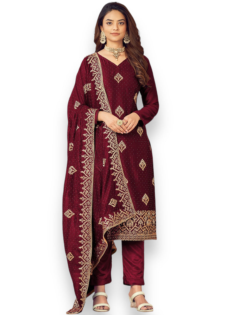 TRADITIONAL REGAL MAROON: BRIDAL SALWAR SUIT FOR WEDDING WEAR-ETHNIC WEAR FOR WOMEN