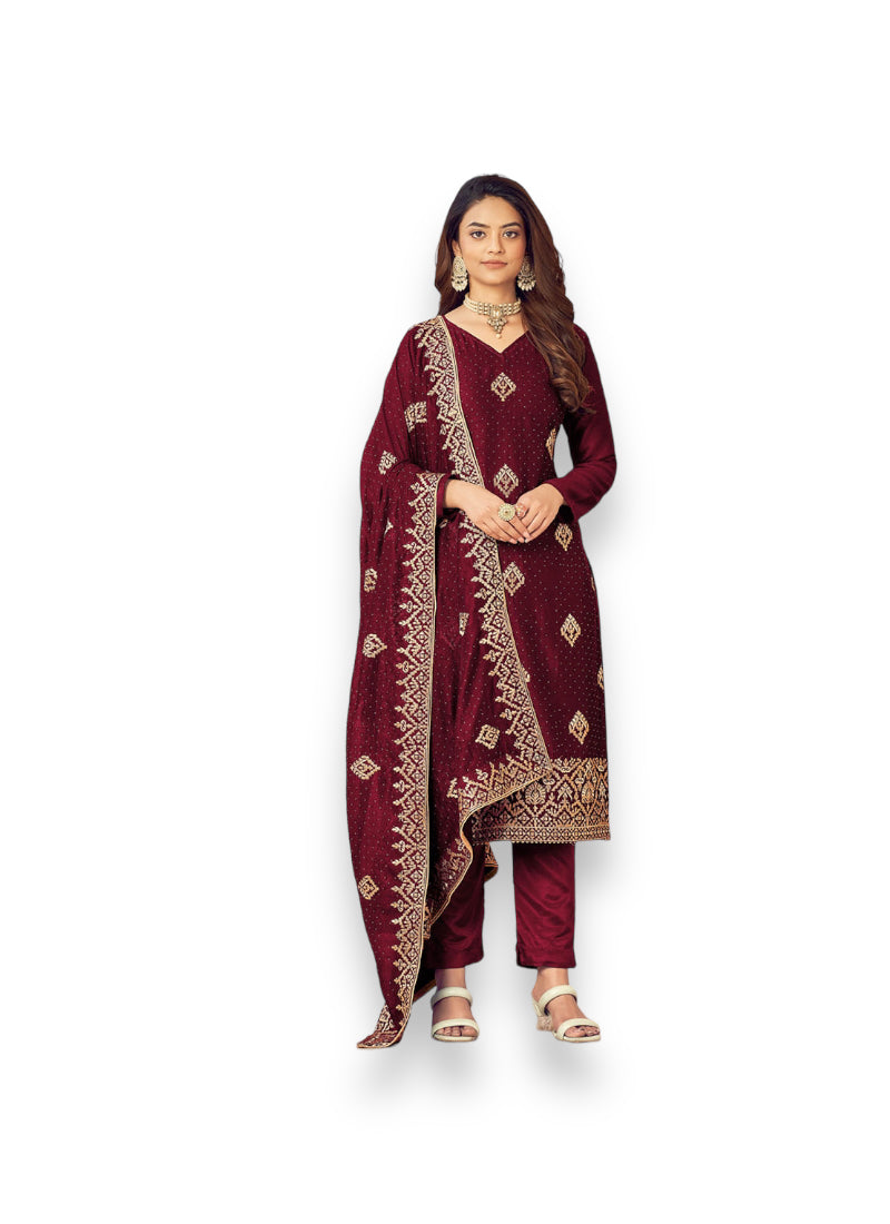 TRADITIONAL REGAL MAROON: BRIDAL SALWAR SUIT FOR WEDDING WEAR-ETHNIC WEAR FOR WOMEN