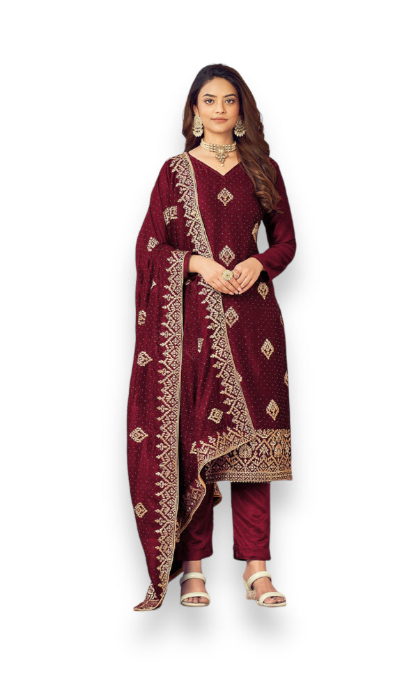 TRADITIONAL REGAL MAROON: BRIDAL SALWAR SUIT FOR WEDDING WEAR-ETHNIC WEAR FOR WOMEN