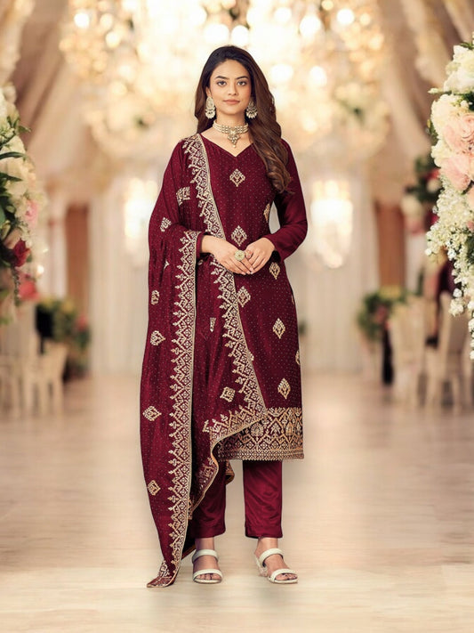 TRADITIONAL REGAL MAROON: BRIDAL SALWAR SUIT FOR WEDDING WEAR-ETHNIC WEAR FOR WOMEN