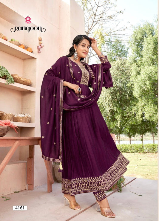 TRADITIONAL VICHITRA SILK SALWAR SUIT WITH FANCY WORK-ETHNIC WEAR FOR WOMEN - 4161