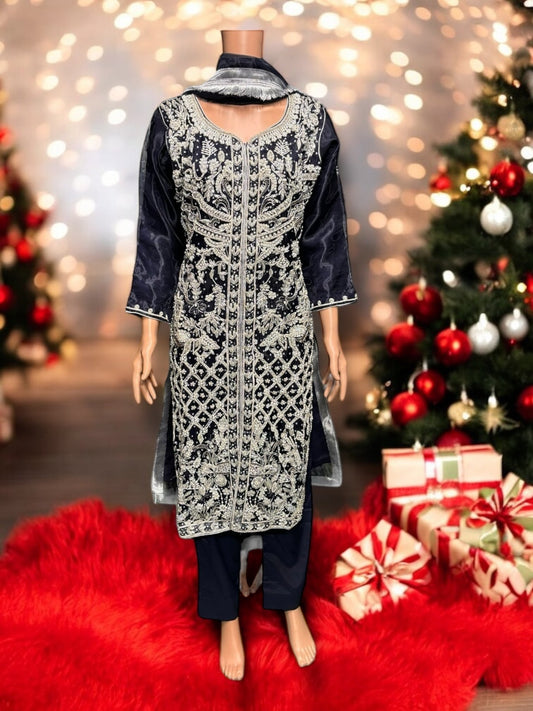 DESIGNER HANDWORK DESIGNER SALWAR KAMEEZ ENSEMBLE-ETHNIC WEAR FOR WOMEN- 08