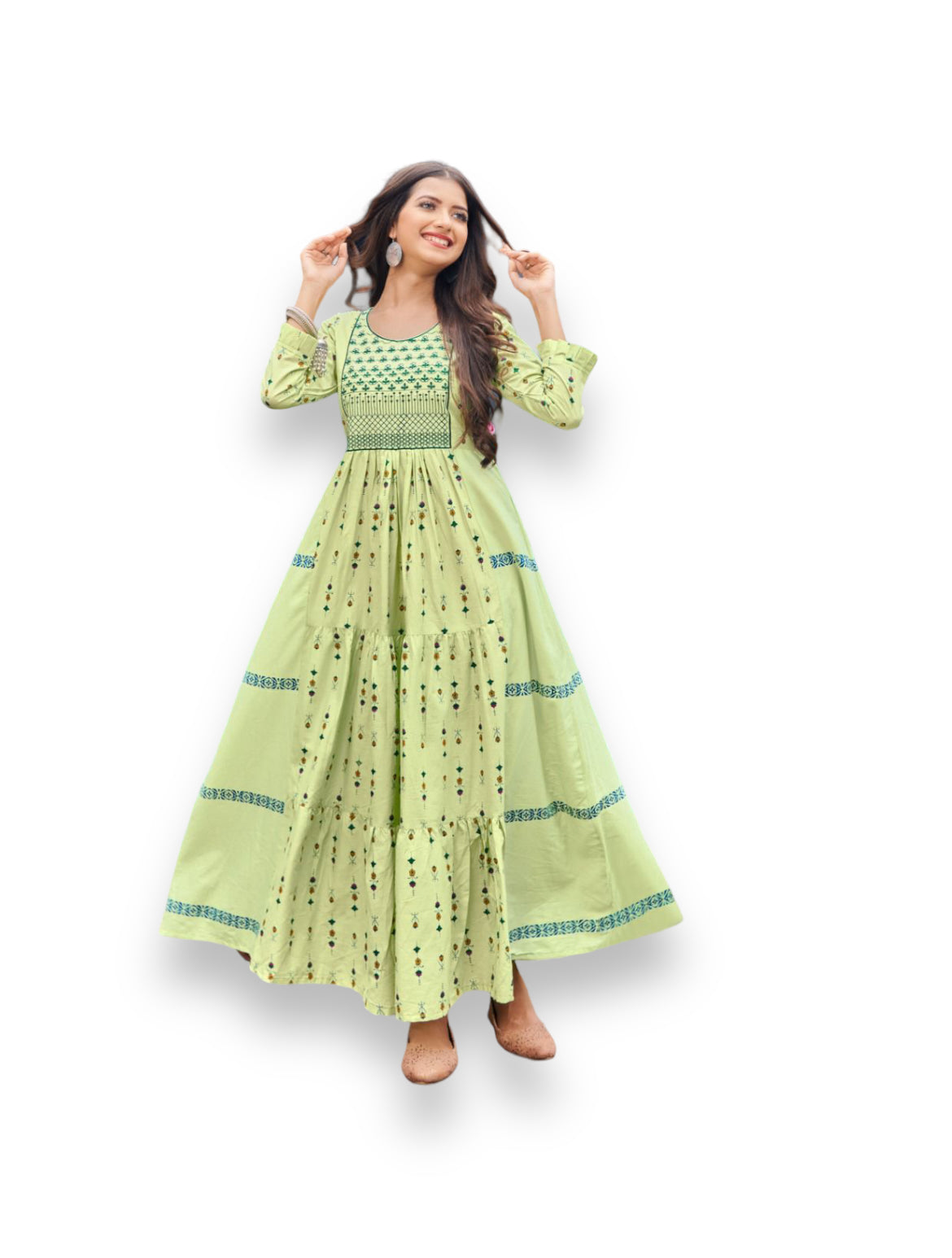 GRACEFUL GLAMOUR: TRADITIONAL LONG FRILL GOWN - ETHNIC WEAR FOR WOMEN- 507