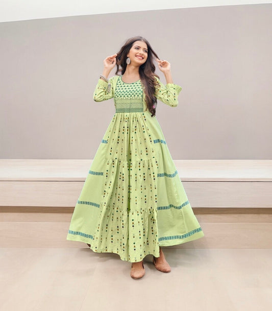 GRACEFUL GLAMOUR: TRADITIONAL LONG FRILL GOWN - ETHNIC WEAR FOR WOMEN- 507