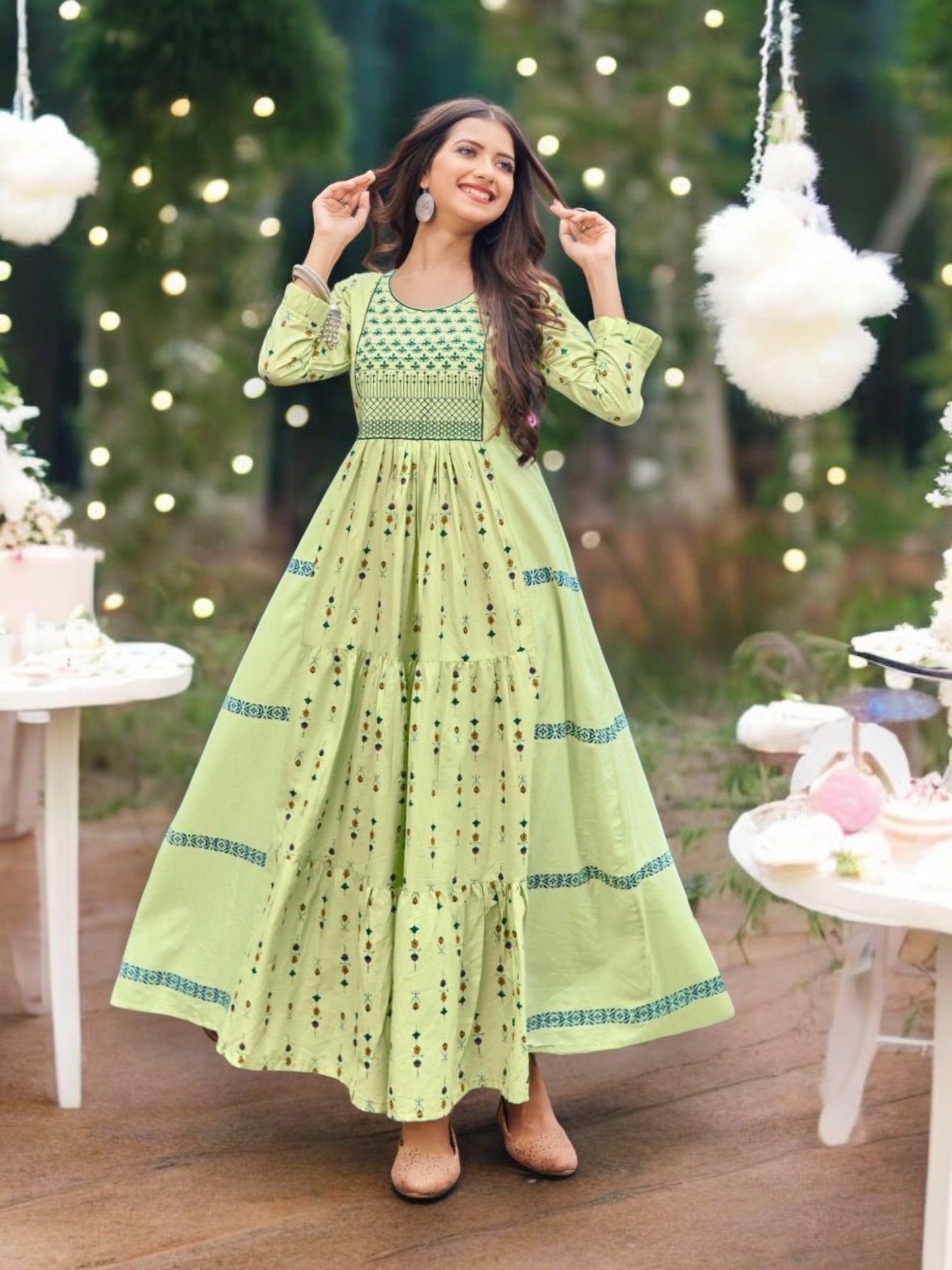 GRACEFUL GLAMOUR: TRADITIONAL LONG FRILL GOWN - ETHNIC WEAR FOR WOMEN- 507