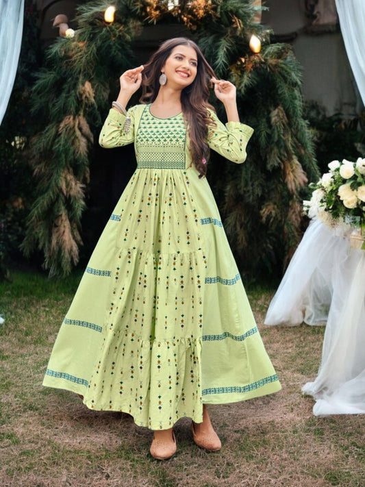 GRACEFUL GLAMOUR: TRADITIONAL LONG FRILL GOWN - ETHNIC WEAR FOR WOMEN- 507