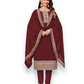 REGAL MAROON - FAUX GEORGETTE - EMBROIDERY WORK STRAIGHT SUIT-ETHNIC WEAR FOR WOMEN