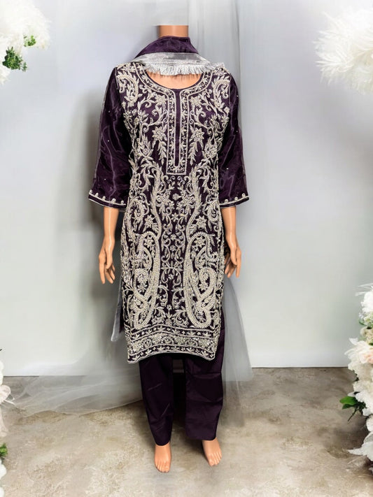 TRADITIONAL DESIGNER HANDWORK SALWAR KAMEEZ ENSEMBLE- ETHNIC WEAR FOR WOMEN-07