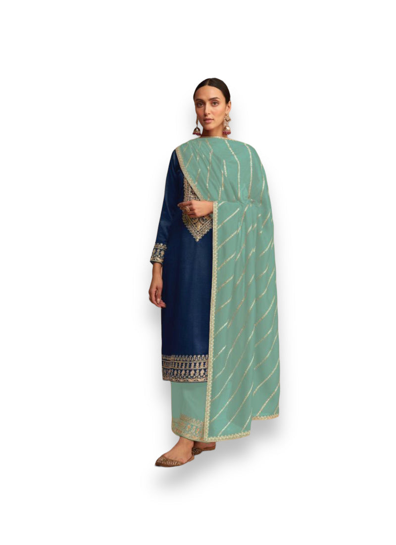 TRADITIONAL DESIGNER SILK SALWAR SUIT FOR A TIMELESS LOOK - 9621-ETHNIC WEAR FOR WOMEN