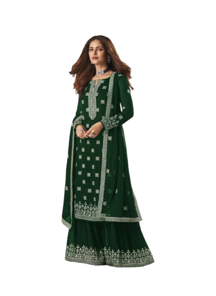 TRADITIONAL FAUX GEORGETTE SALWAR SUIT WITH EMBROIDERY - 129C-ETHNIC WEAR FOR WOMEN