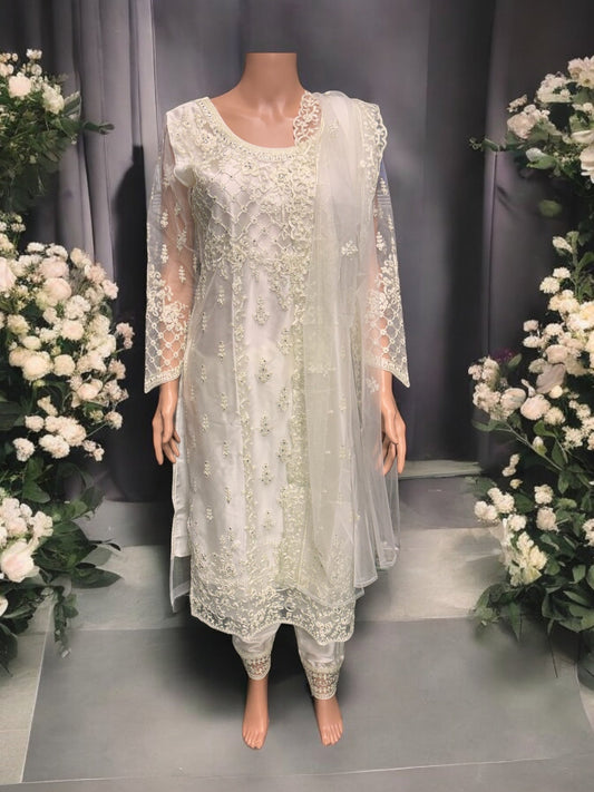 TRADITIONAL OFF WHITE DESIGNER SALWAR SUIT- ETHNIC WEAR FOR WOMEN