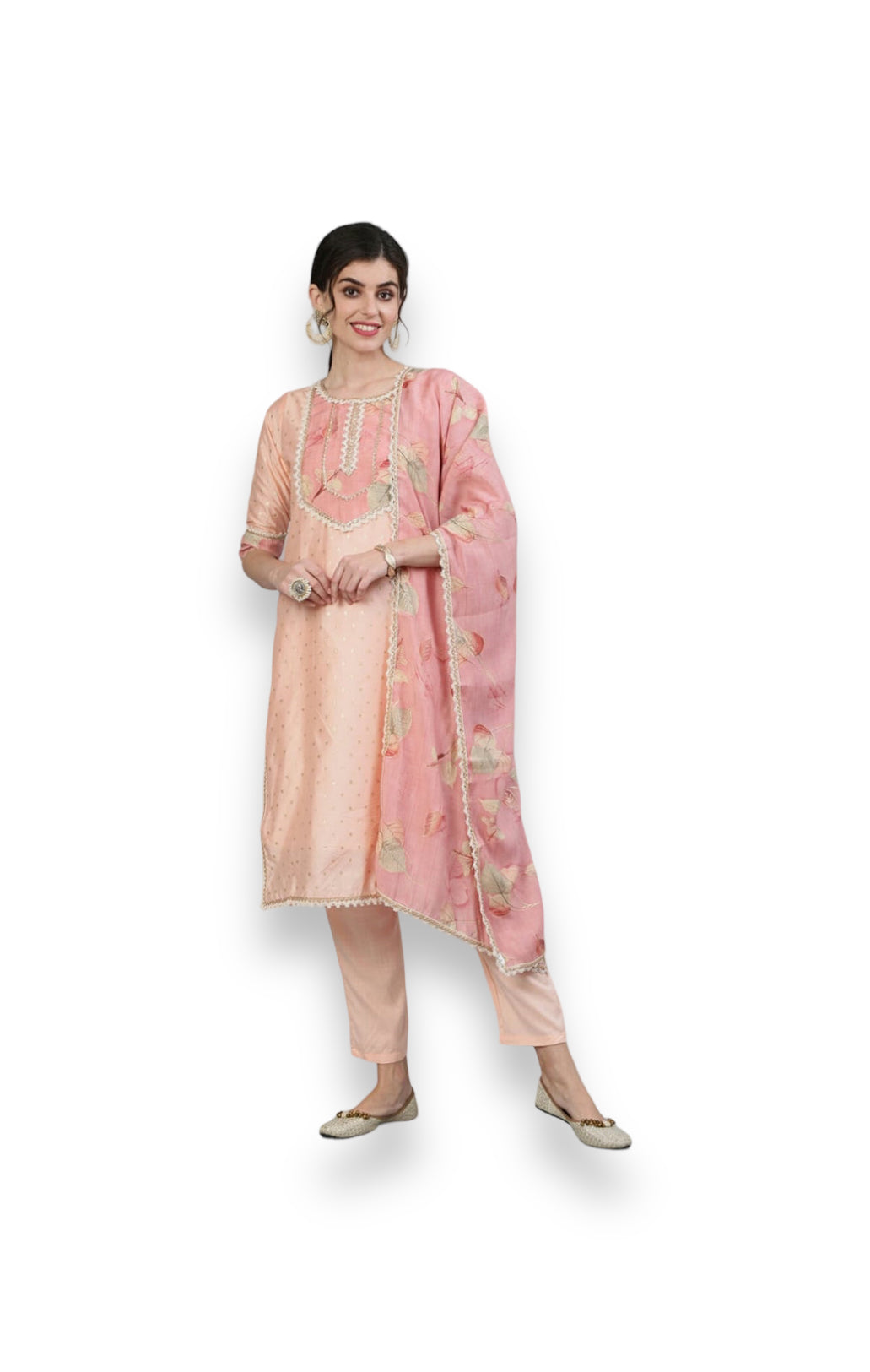 TRADITIONAL PEACH EMBROIDERY WORK COTTON SALWAR SUIT-ETHNIC WEAR FOR WOMEN