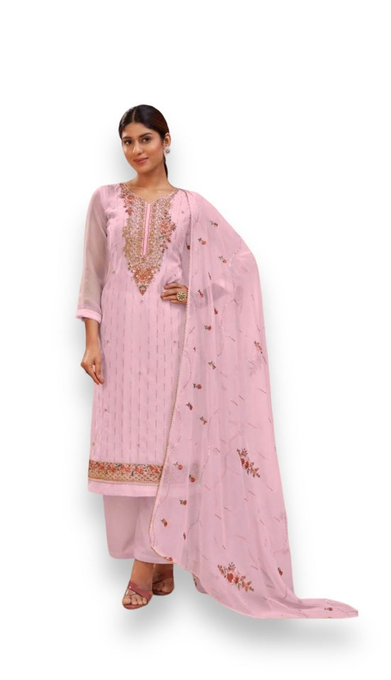 TRADITIONAL PINK FESTIVE WEAR HEAVY GEORGETTE SALWAR SUIT-ETHNIC WEAR FOR WOMEN