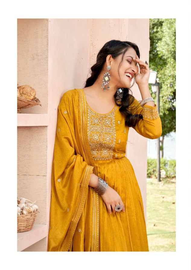 TRADITIONAL VICHITRA SILK SALWAR SUIT WITH FANCY WORK -ETHNIC WEAR FOR WOMEN - 4162