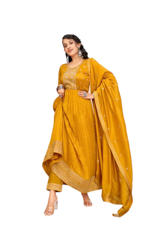 TRADITIONAL VICHITRA SILK SALWAR SUIT WITH FANCY WORK -ETHNIC WEAR FOR WOMEN - 4162