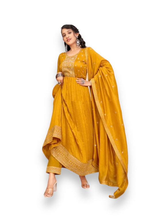 TRADITIONAL VICHITRA SILK SALWAR SUIT WITH FANCY WORK -ETHNIC WEAR FOR WOMEN - 4162