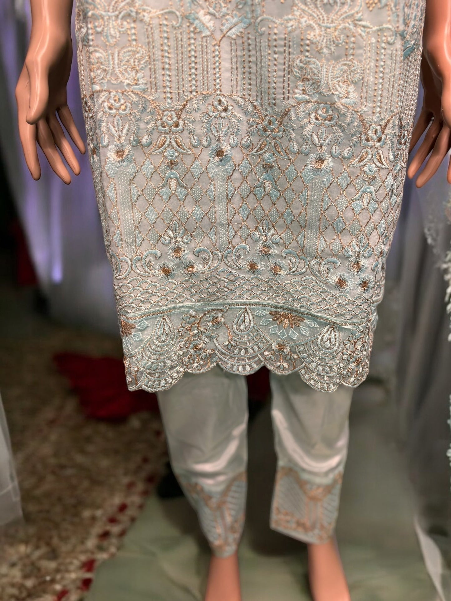 SKY BLUE GEORGETTE SUIT WITH EMBROIDERY WORK- ETHNIC WEAR FOR WOMEN