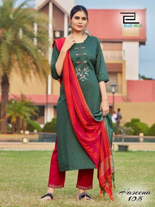 TRADITIONAL BLUE HILLS VISCOSE DRESS FOR FESTIVE OCCASIONS-ETHNIC WEAR FOR WOMEN