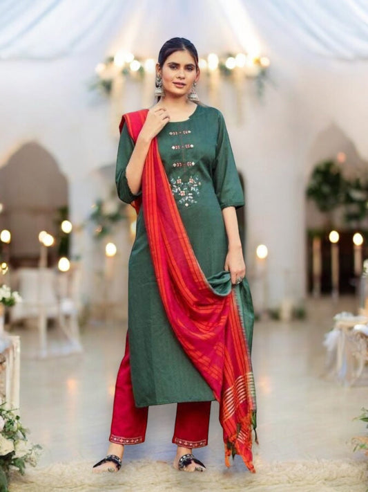 TRADITIONAL BLUE HILLS VISCOSE DRESS FOR FESTIVE OCCASIONS-ETHNIC WEAR FOR WOMEN