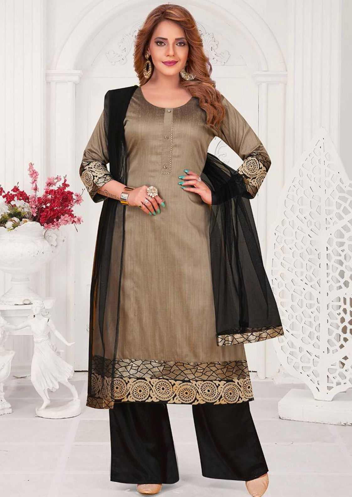 STYLISH GRAY COLOR N F CHURIDAR CASUAL WEAR SALWAR KAMEEZ