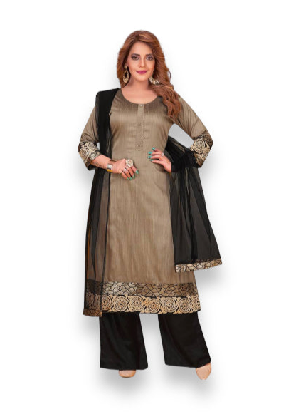 STYLISH GRAY COLOR N F CHURIDAR CASUAL WEAR SALWAR KAMEEZ