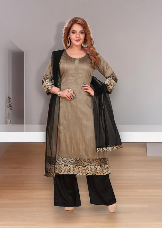 STYLISH GRAY COLOR N F CHURIDAR CASUAL WEAR SALWAR KAMEEZ