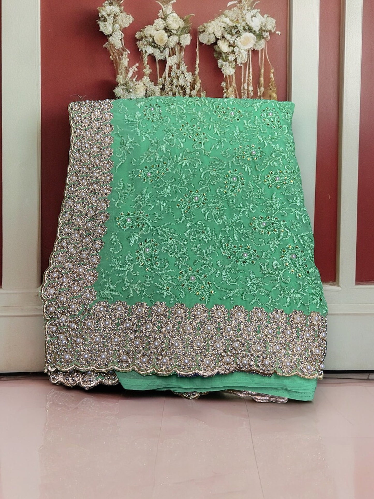 TRADITIONAL DESIGNER PARTY SAREE WITH READYMADE BLOUSE –INDIAN ETHNIC WEAR FOR WOMEN-018