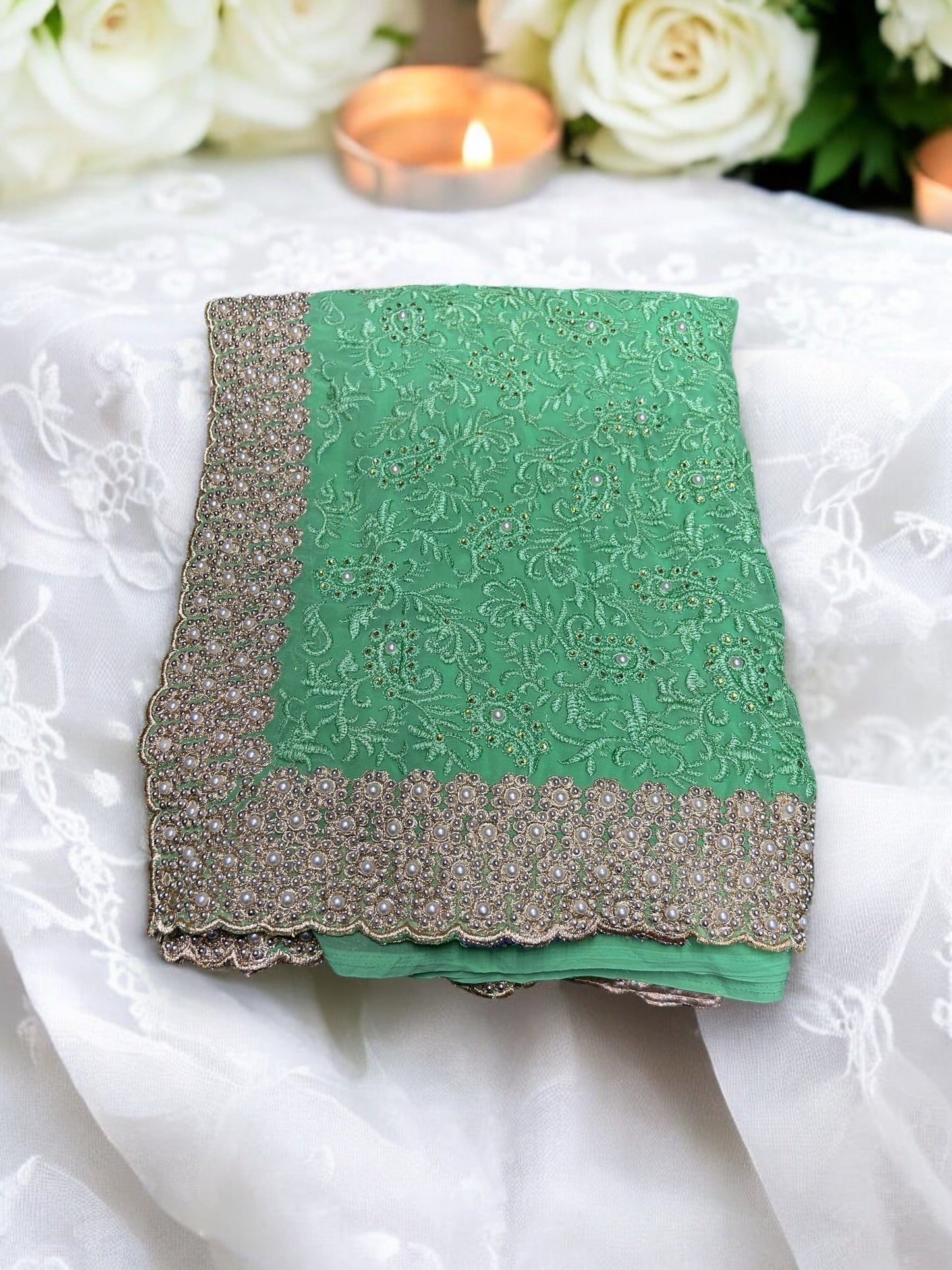 TRADITIONAL DESIGNER PARTY SAREE WITH READYMADE BLOUSE –INDIAN ETHNIC WEAR FOR WOMEN-018