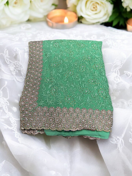 TRADITIONAL DESIGNER PARTY SAREE WITH READYMADE BLOUSE –INDIAN ETHNIC WEAR FOR WOMEN-018