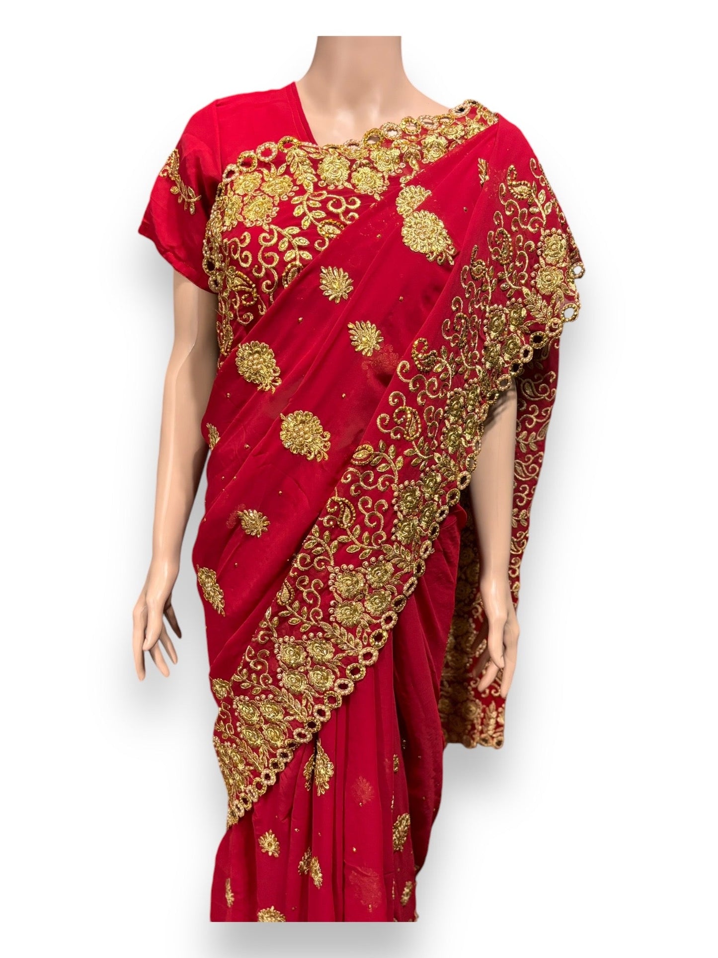 TRADITIONAL DESIGNER SAREE WITH READY BLOUSE – ELEGANT INDIAN ETHNIC WEAR- 014