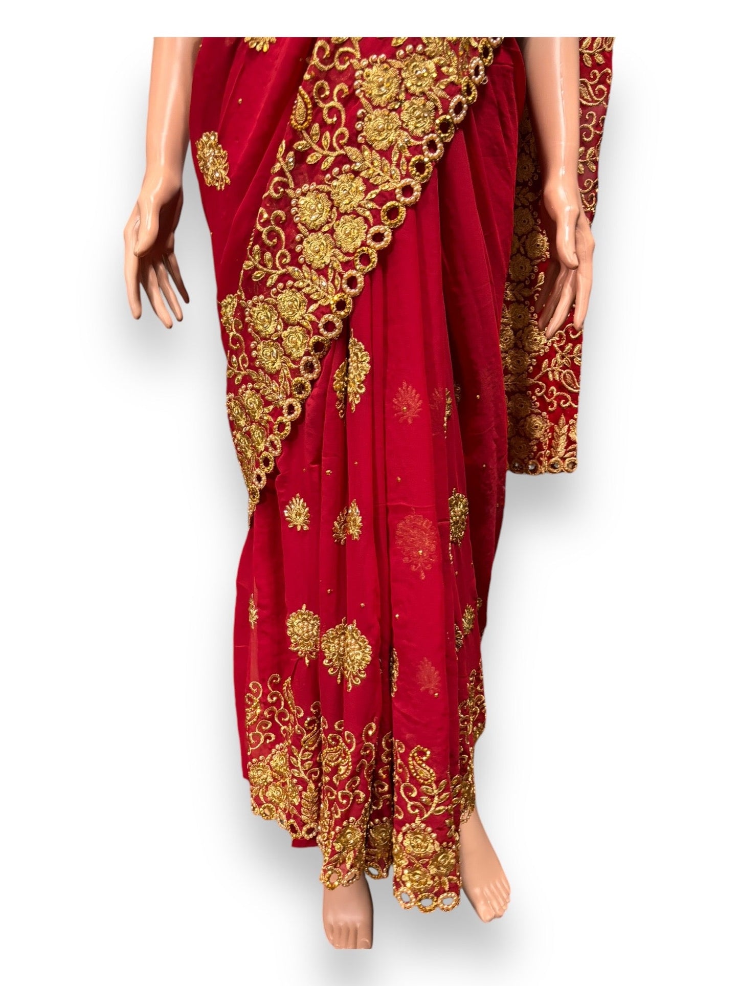 TRADITIONAL DESIGNER SAREE WITH READY BLOUSE – ELEGANT INDIAN ETHNIC WEAR- 014