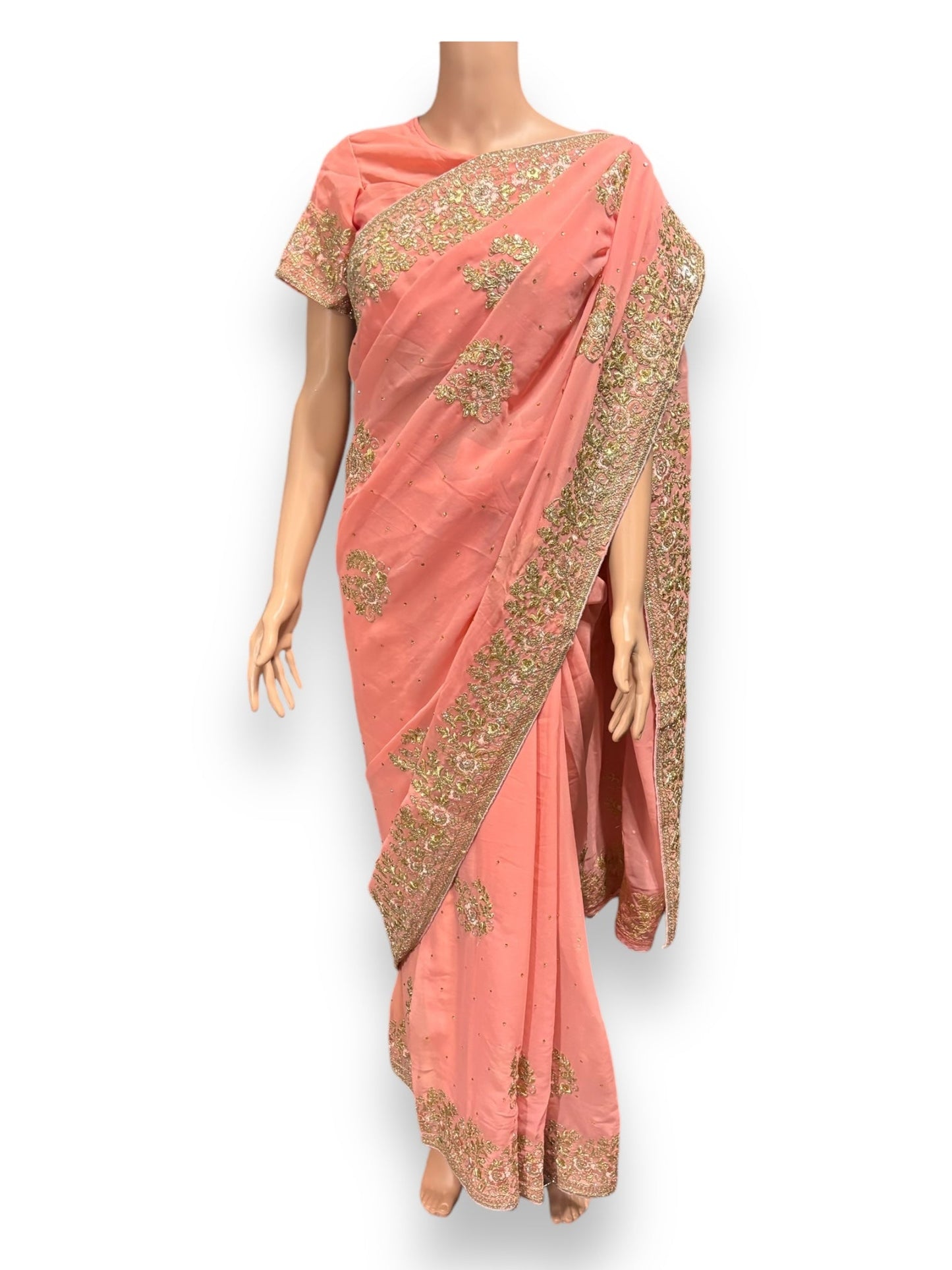 TRADITIONAL DESIGNER SAREE WITH READY BLOUSE – ELEGANT INDIAN ETHNIC WEAR- 016