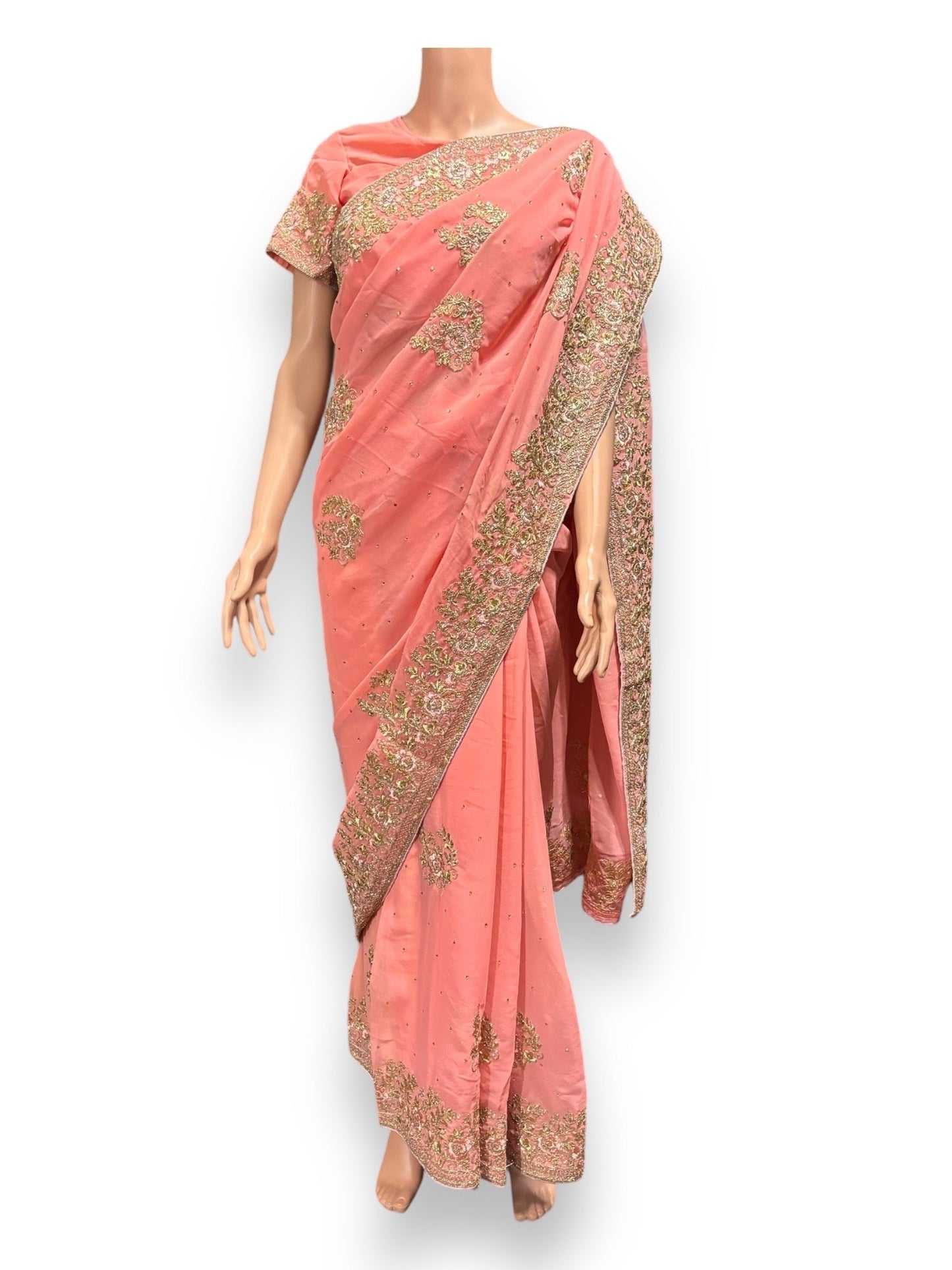 TRADITIONAL DESIGNER SAREE WITH READY BLOUSE – ELEGANT INDIAN ETHNIC WEAR- 016