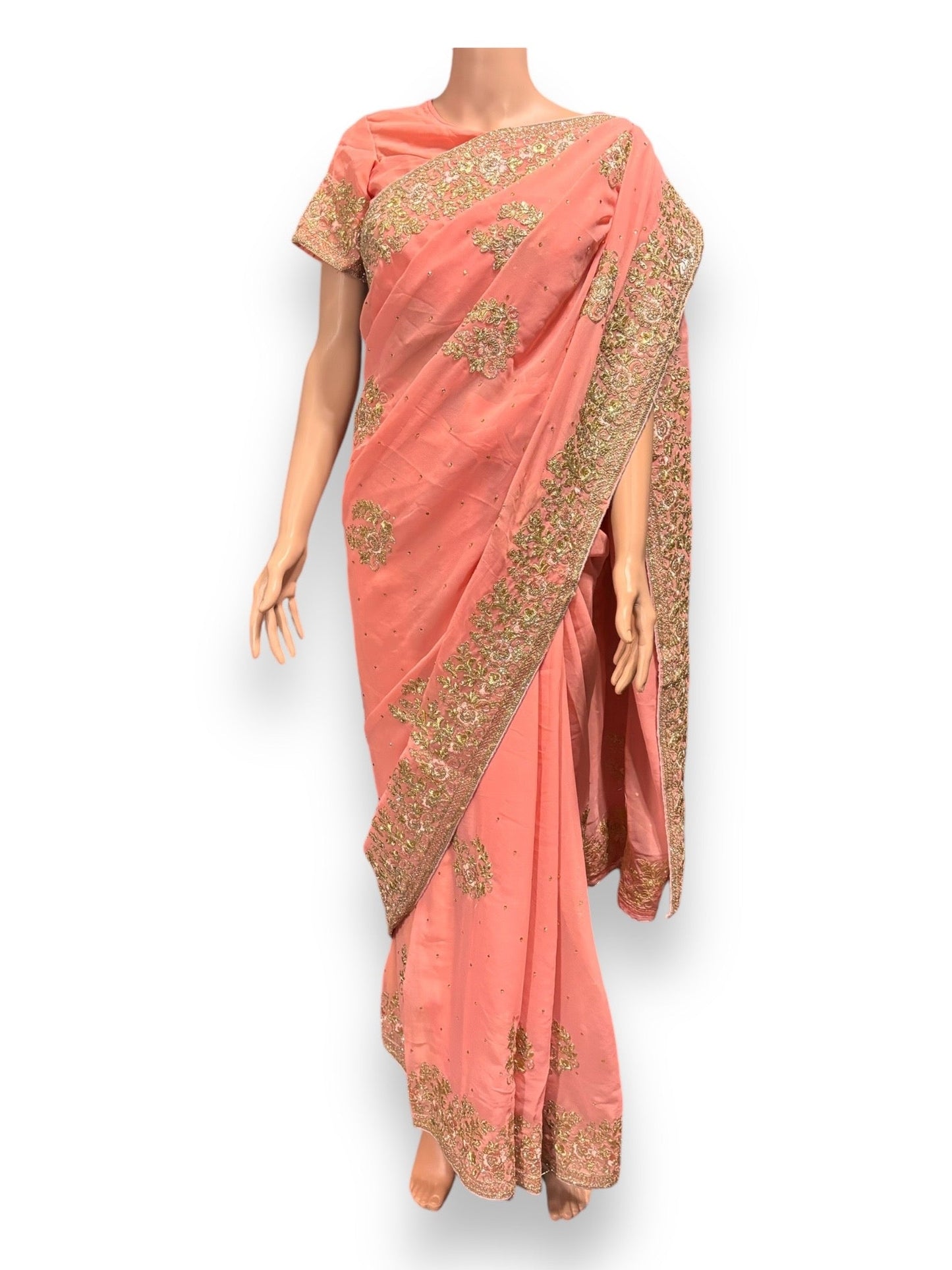 TRADITIONAL DESIGNER SAREE WITH READY BLOUSE – ELEGANT INDIAN ETHNIC WEAR- 016