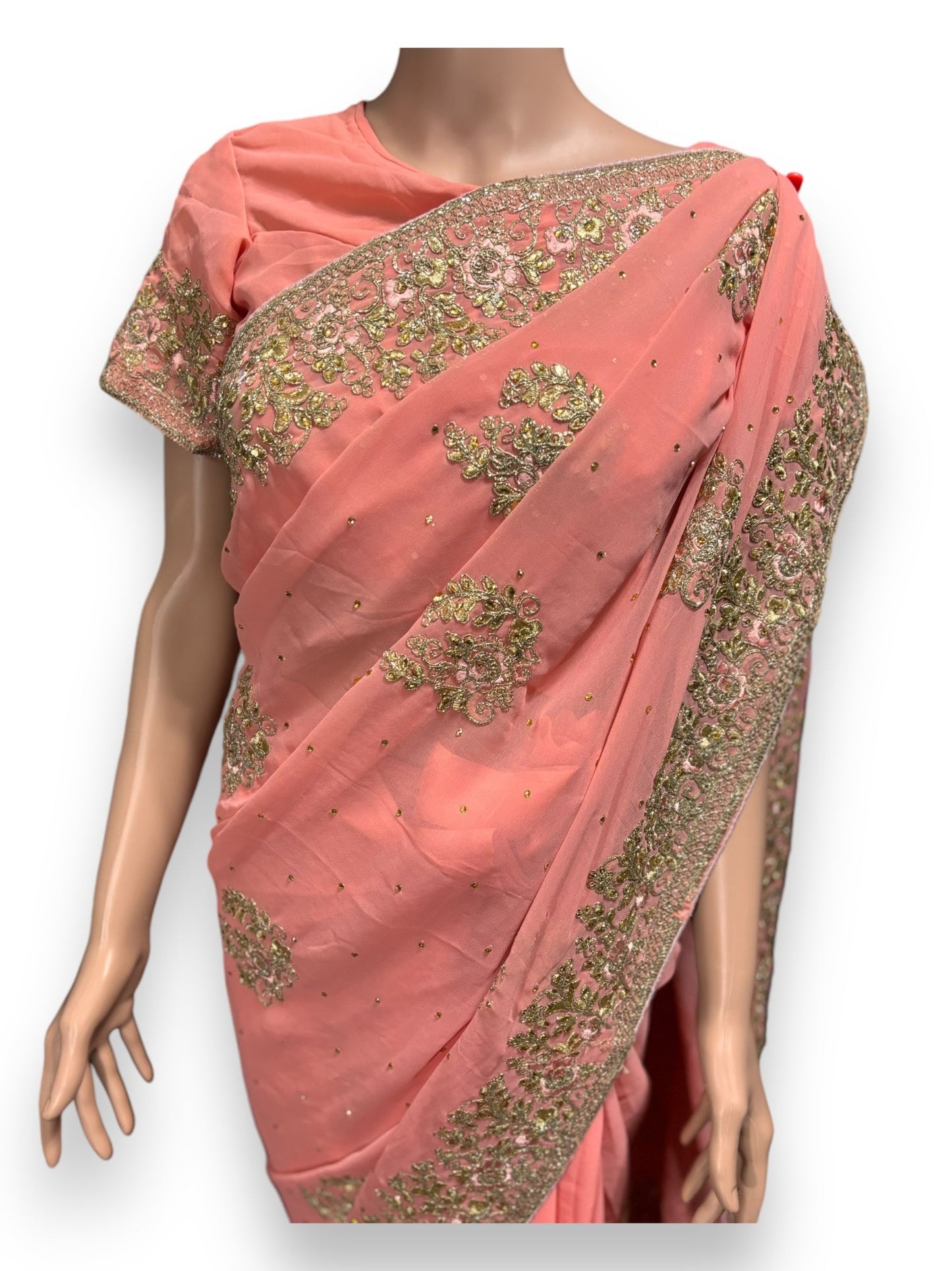 TRADITIONAL DESIGNER SAREE WITH READY BLOUSE – ELEGANT INDIAN ETHNIC WEAR- 016