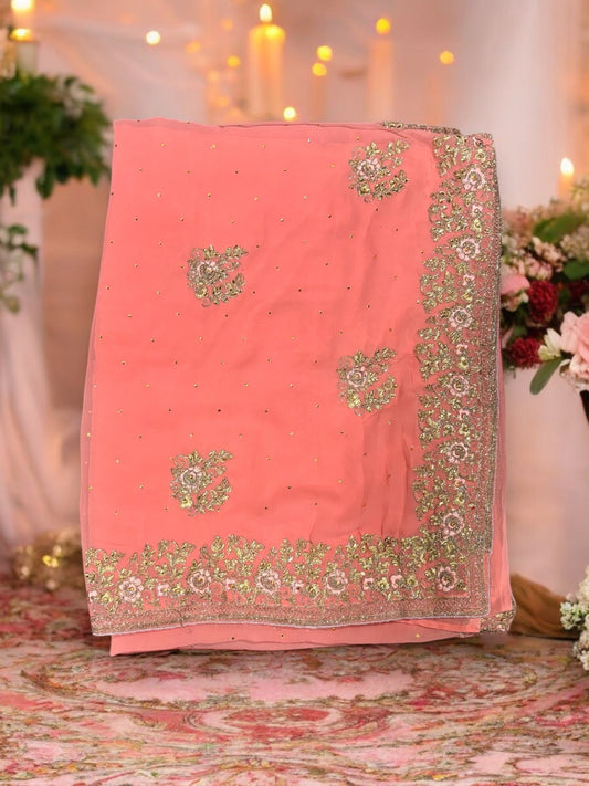 TRADITIONAL DESIGNER SAREE WITH READY BLOUSE – ELEGANT INDIAN ETHNIC WEAR- 016
