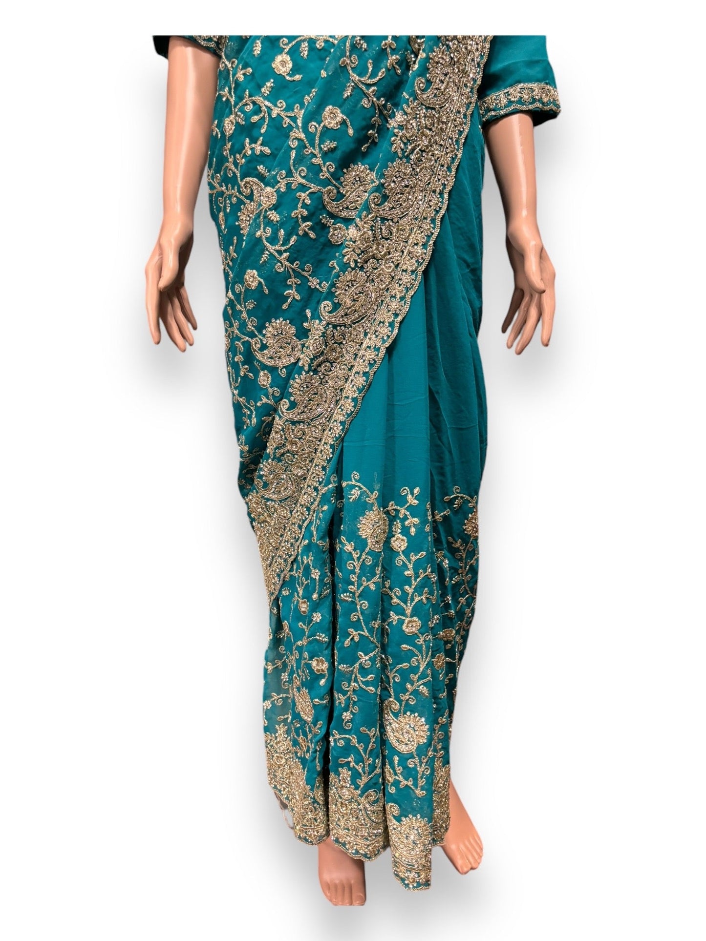 TRADITIONAL DESIGNER SAREE WITH READY BLOUSE – ELEGANT INDIAN ETHNIC WEAR- 020