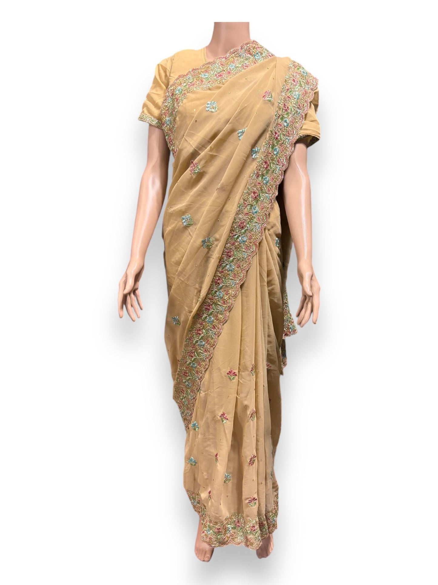 TRADITIONAL DESIGNER SAREE WITH READY BLOUSE- ELEGANT INDIAN ETHNIC WEAR FOR WOMEN - 012