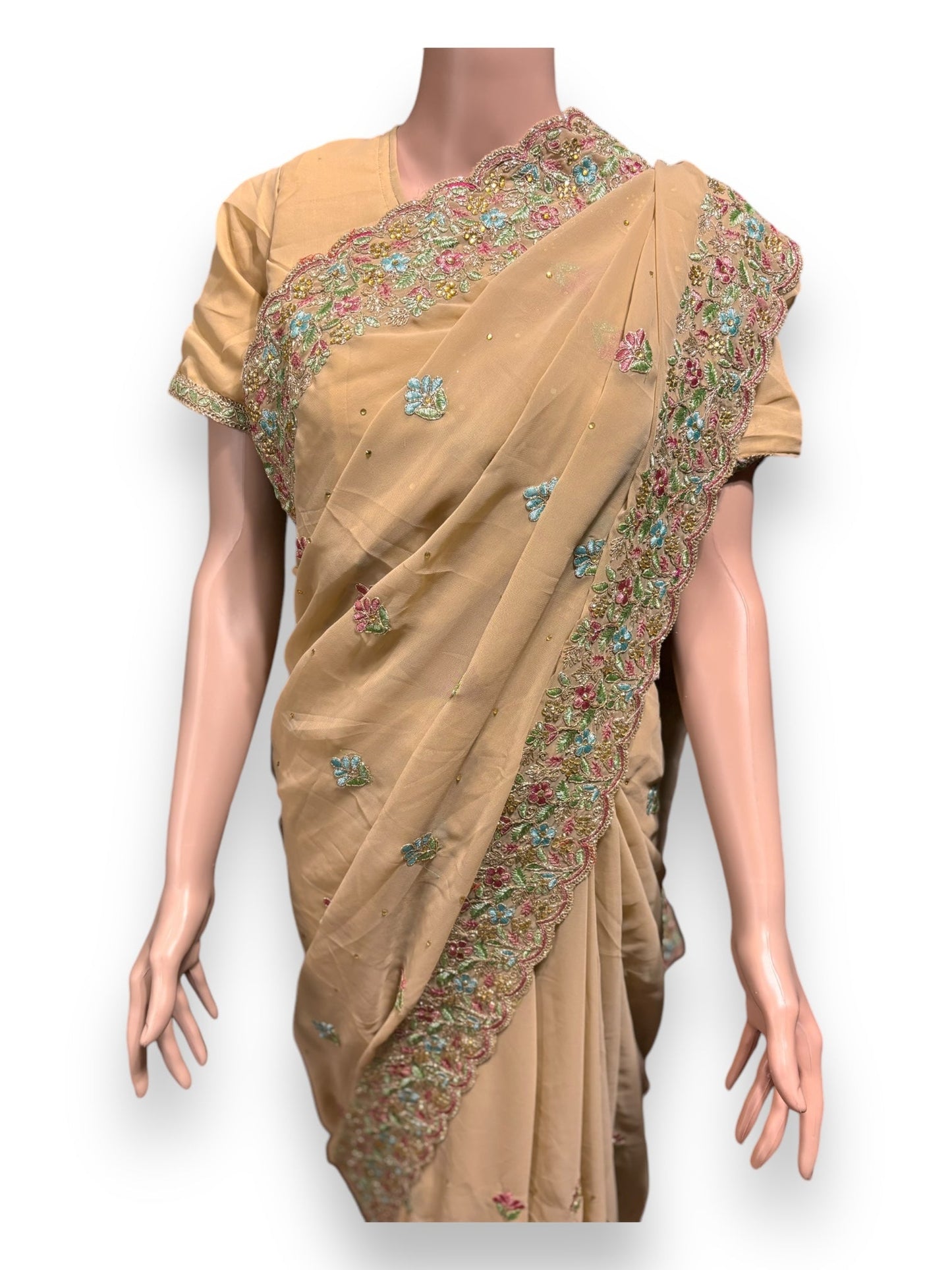 TRADITIONAL DESIGNER SAREE WITH READY BLOUSE- ELEGANT INDIAN ETHNIC WEAR FOR WOMEN - 012
