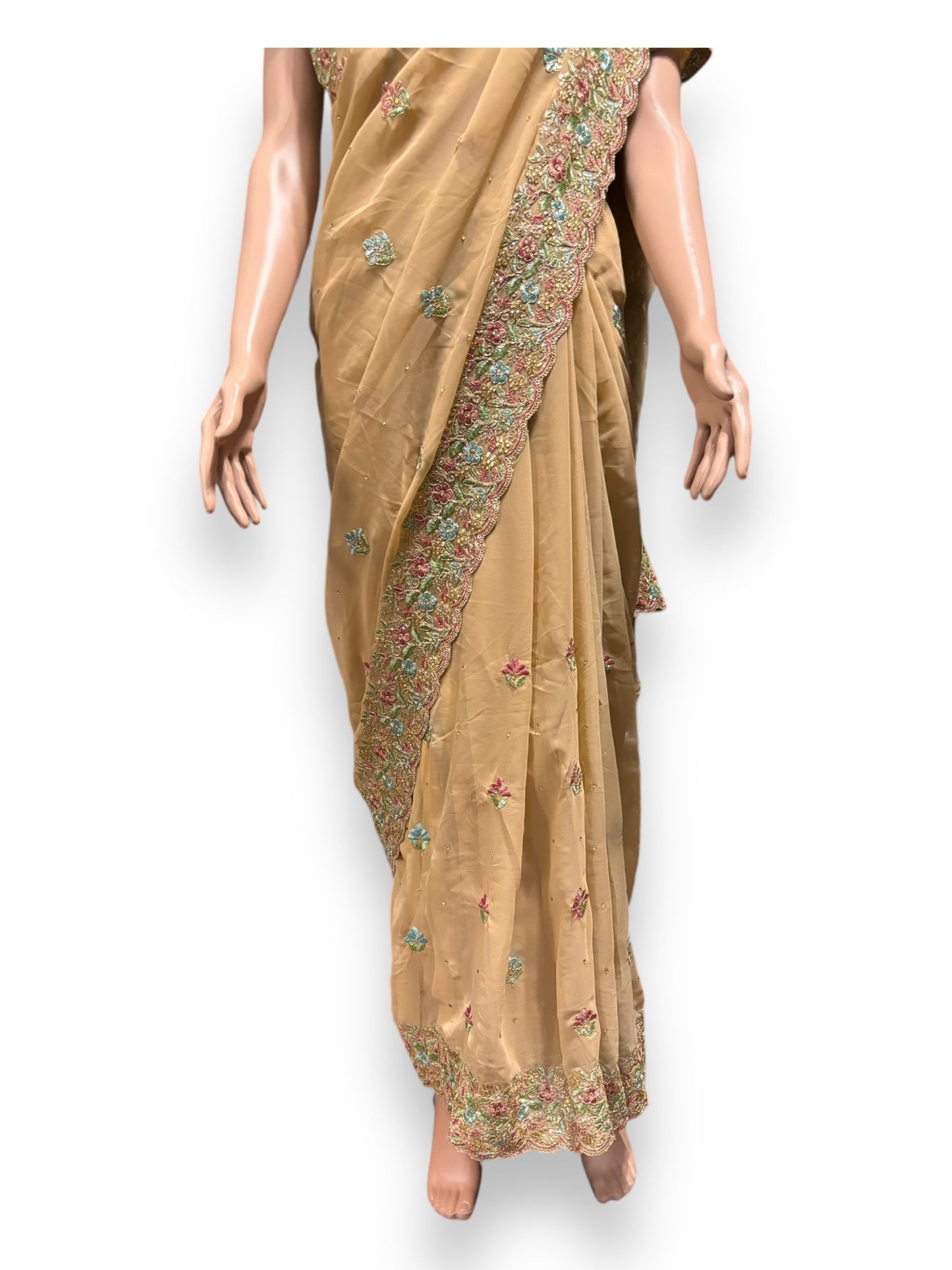 TRADITIONAL DESIGNER SAREE WITH READY BLOUSE- ELEGANT INDIAN ETHNIC WEAR FOR WOMEN - 012