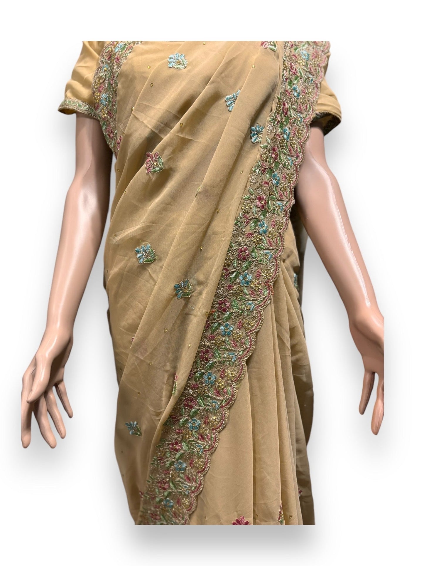 TRADITIONAL DESIGNER SAREE WITH READY BLOUSE- ELEGANT INDIAN ETHNIC WEAR FOR WOMEN - 012