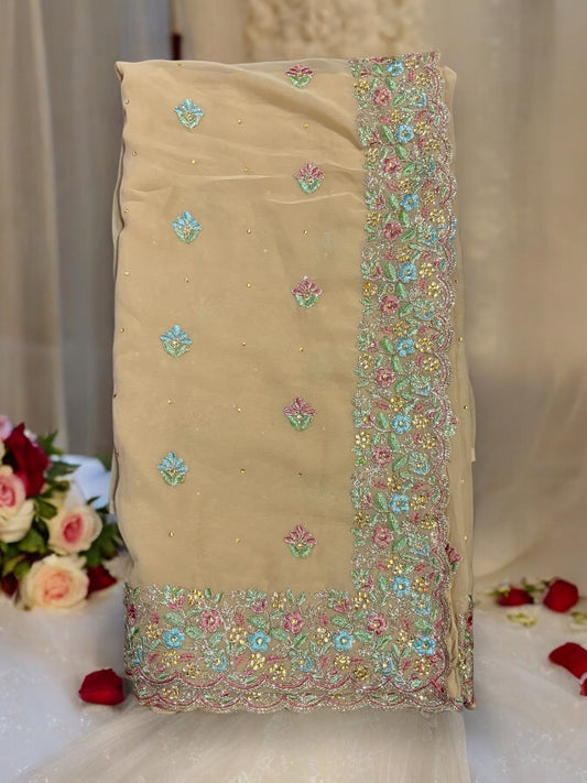TRADITIONAL DESIGNER SAREE WITH READY BLOUSE- ELEGANT INDIAN ETHNIC WEAR FOR WOMEN - 012