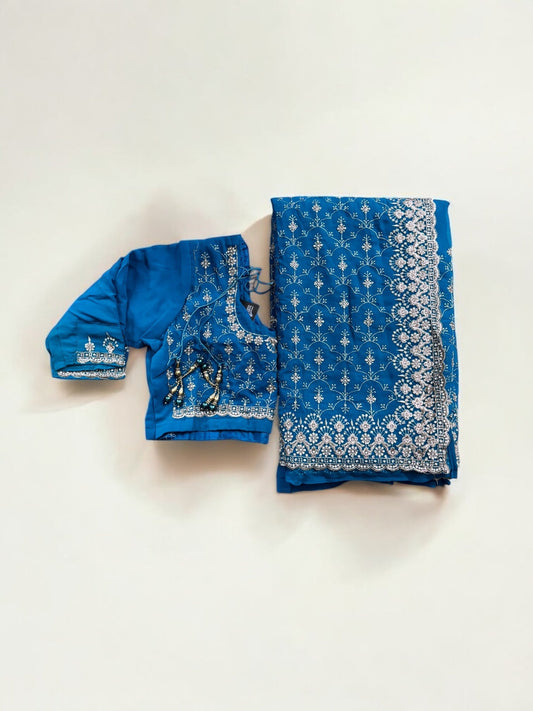 TRADITIONAL DESIGNER SAREE WITH READY BLOUSE– ETHNIC WEAR FOR WOMEN- 303