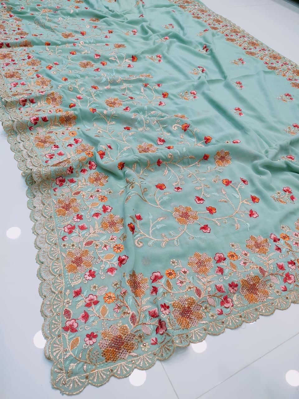 TRADITIONAL DESIGNER SAREE WITH READY BLOUSE - ETHNIC WEAR FOR WOMEN