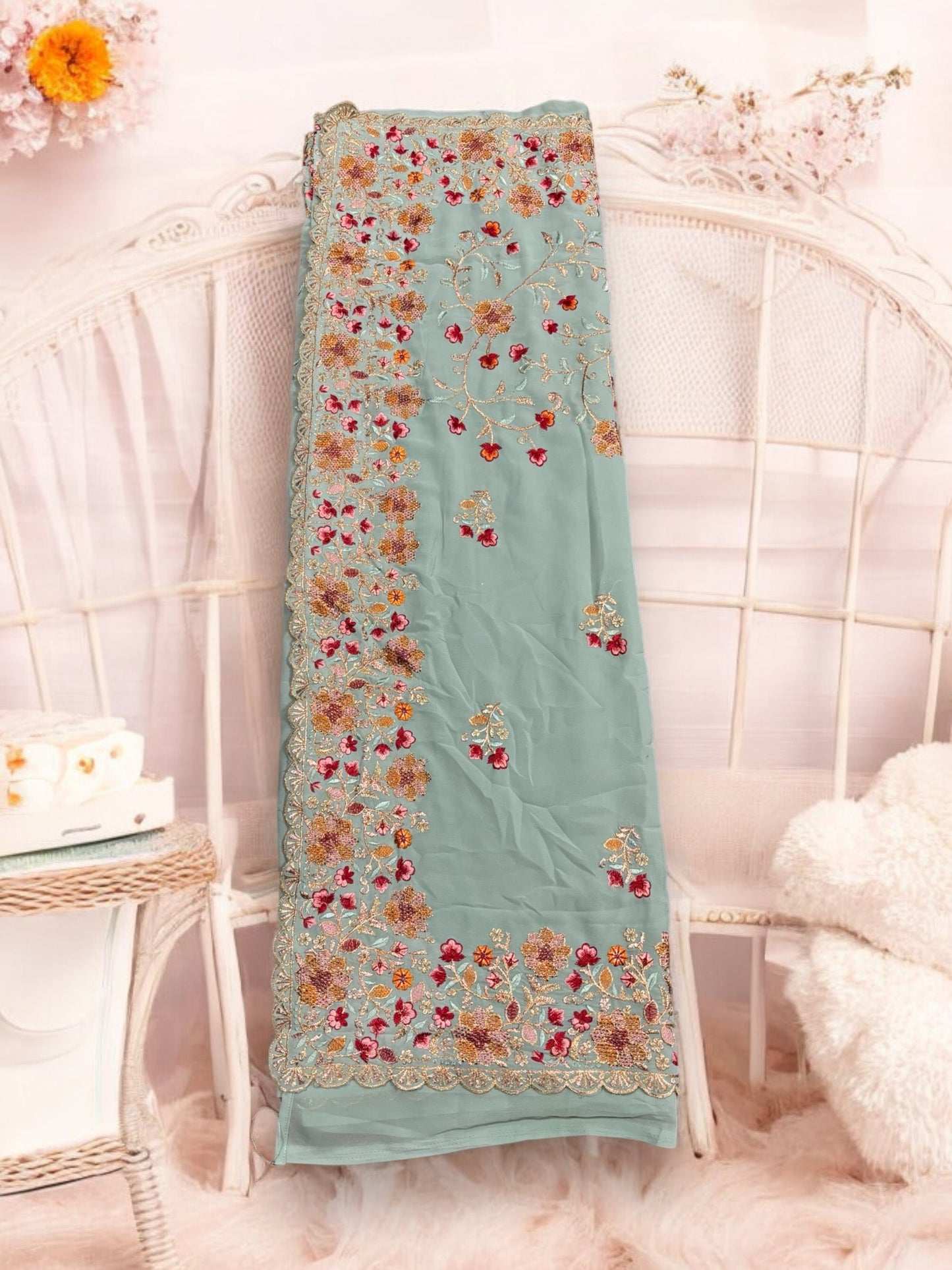 TRADITIONAL DESIGNER SAREE WITH READY BLOUSE - ETHNIC WEAR FOR WOMEN