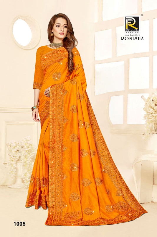 TRADITIONAL FESTIVE WEAR VICHITRA SILK SAREE FOR WOMEN- 1005