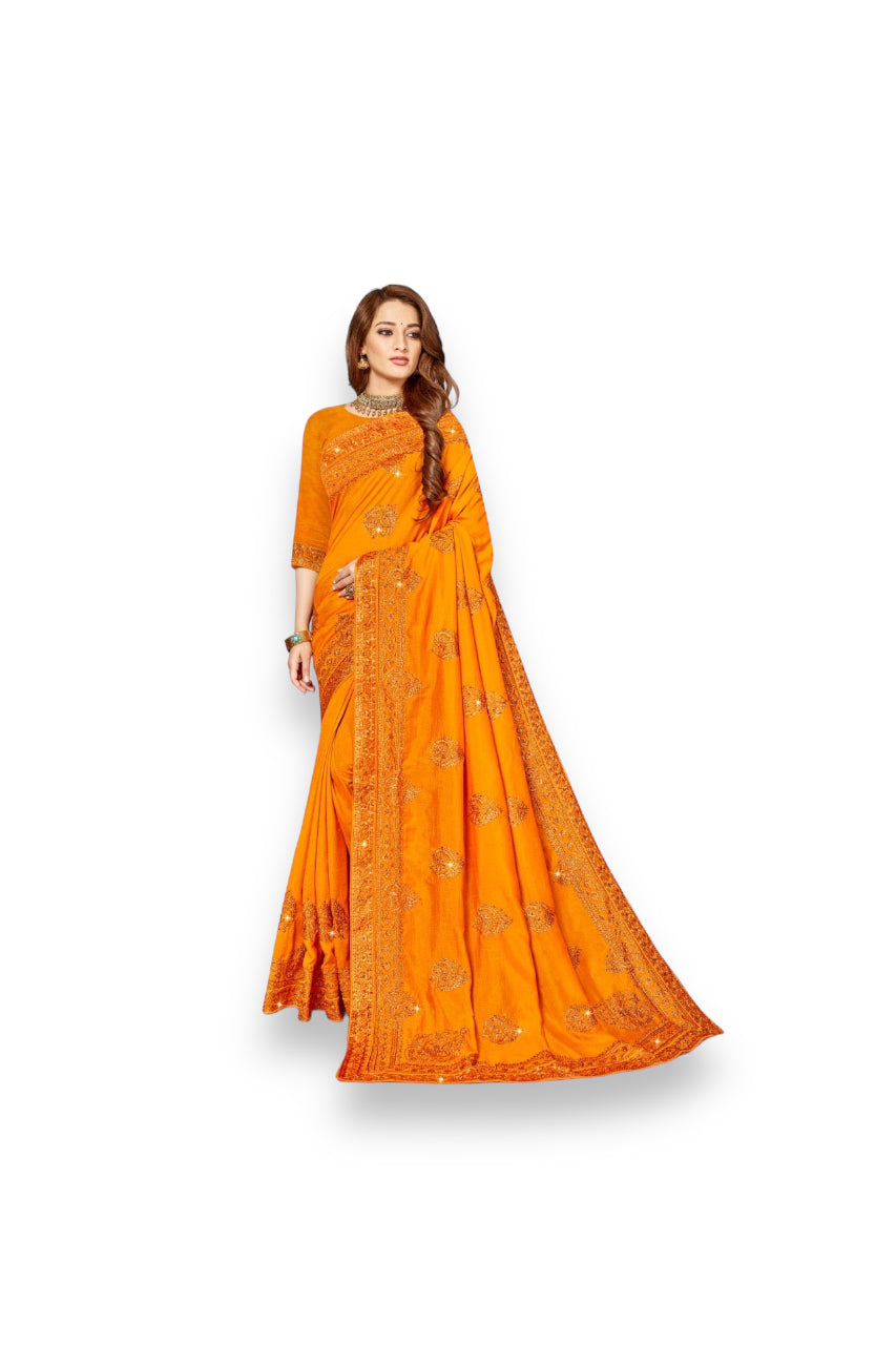 TRADITIONAL FESTIVE WEAR VICHITRA SILK SAREE FOR WOMEN- 1005