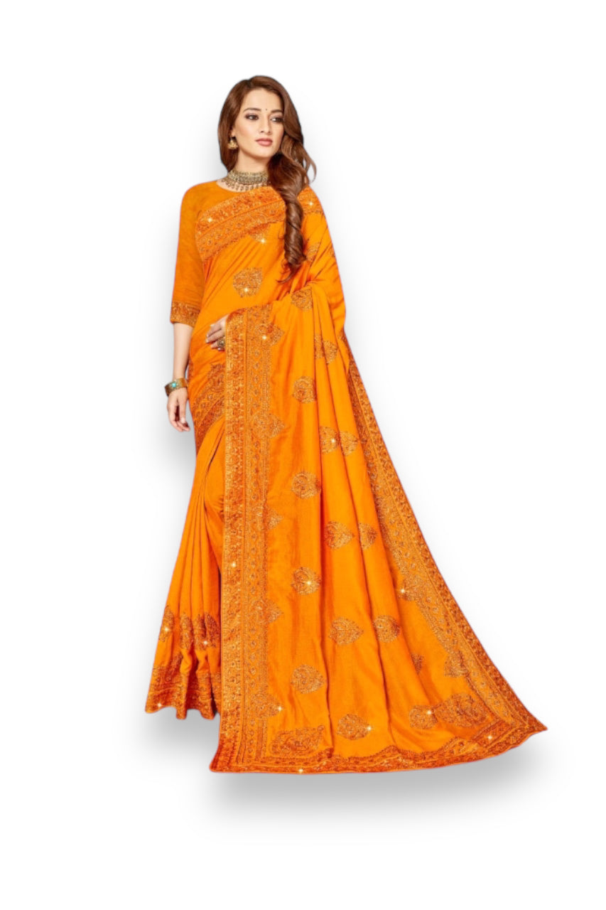 TRADITIONAL FESTIVE WEAR VICHITRA SILK SAREE FOR WOMEN- 1005
